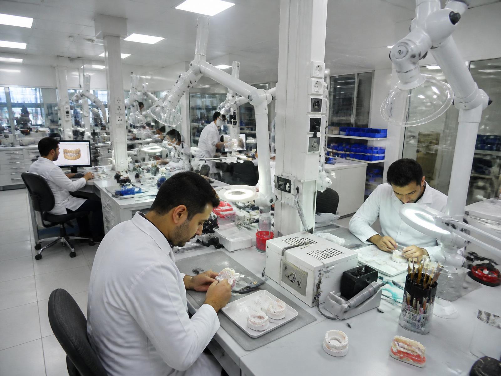 Interior of the Sharaf Dental Lab dental laboratory in Cairo
